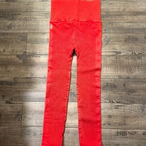 FP Movement by Free People Red Ribbed High-Waist Leggings